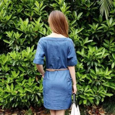 ĐẦM JEAN DENIM DÁNG SUÔNG TAY LỠ - J.42